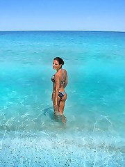 A girl posing on the Vera Playa
