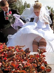 Photos of Lovely Bride In White With Stockings Over Pantyhose
