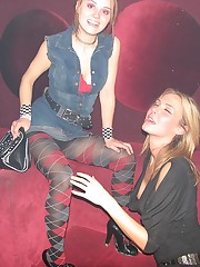 Frisky girls entertain showing sneaky upskirts