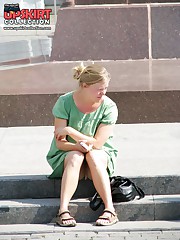 Upskirt girls enjoy a day in a park