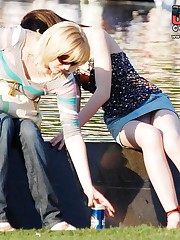 Cute upskirt girls in amusement park