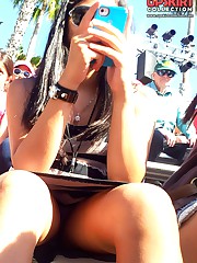 Tiny white thong awesome upskirts