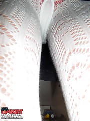 Thong covered booty on upskirt cam