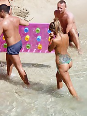 Bikini fems also naked on the beach