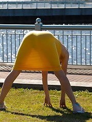 One of our favorite exclusive muses is back. This time Meadow Brink battles the midday elements in Pensacola Bay. The sun and wind fought valiantly, but were no match for Meadow and her yellow dress sans undergarments. Knowing this unique woman for several years now, I can attest to Meadow's fluctuating moods. But when her energy is on, it in ON! As always, I consider it a great privilege to be able to document her for you. I will be adding a new xtra of MB tomorrow. Be ready.