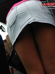Upskirt car - voyeured while she puts something in a car upskirt pussy