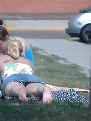 Sexy blonde in bikini. Hot upskirt view upskirt picture