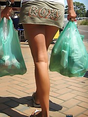 Cutie has very slim legs. Hot up skirt candid upskirt