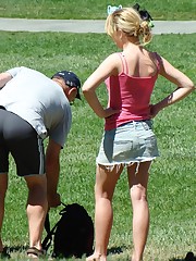 Public upskirt, of blondie in pink. She flashed her panties upskirt pic