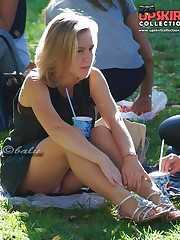 Voyeur up skin tight skirt of hot ass girl upskirt photo