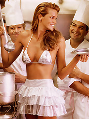 Elizabet Canalis in tiny panties and see through top upskirt no panties