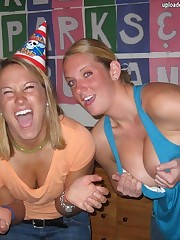 Babes press tits in exciting downblouse pics upskirt pic