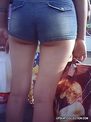 Lewd babes' upskirt view looks great when they wear nylons upskirt pussy