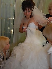 Gall of Beautiful Bride Spreading upskirt picture