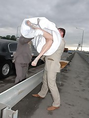 Gall of Beautiful Bride Spreading upskirt shot