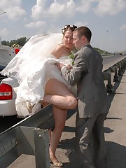 Set of Bride In Lingerie On Bed up skirt pic