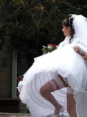 Shots of Bride In Lingerie Show Ass upskirt photo