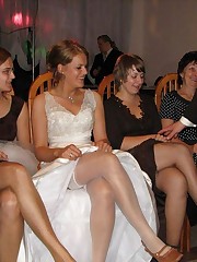 Shots of Horny Bride teen upskirt