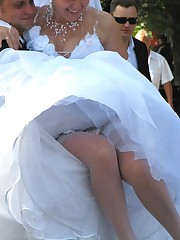 Photos of Bride Dressed In Wedding Dress upskirt photo