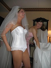 Photos of Bride Dressed In Wedding Dress upskirt no panties