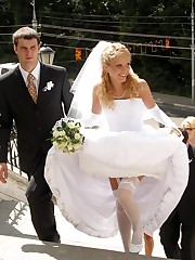 Shots of Hot Bride In Wedding Dress upskirt pic