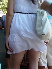 Pics wind blowing up skirts. Slim blondie caught teen upskirt