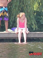 Blondie near the pool. Sexy up skirt pics celebrity upskirt