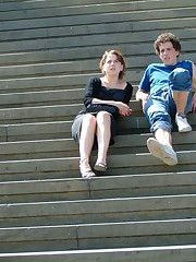 Girlfriend's up skirts, on stairs. Hot upskirt pics upskirt photo