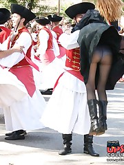 Girls lifting up skirts get spied on camera upskirt pantyhose