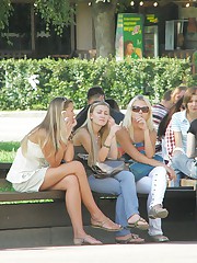 Babes sit getting the street ups spied on cam upskirt photo