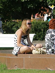 Babes sit getting the street ups spied on cam upskirt shot