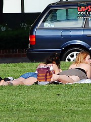 Look up skirt. No need even to voyeur her. She shows upskirt no panties