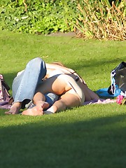 Having rest on a glade. Wife up skirt upskirt photo