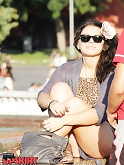 Chic babes flash panties up skirts upskirt pussy