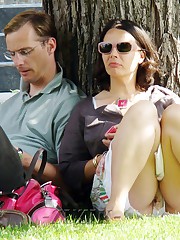 Sitting upskirts outdoors upskirt pic