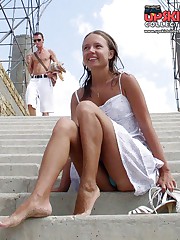 Check out bare pussies up skirts upskirt photo