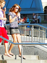 Outdoor sitting upskirt views candid upskirt