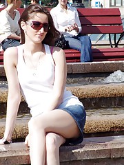 Outdoor sitting upskirt views upskirt shot