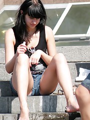 Spectacular outdoor sitting upskirts celebrity upskirt