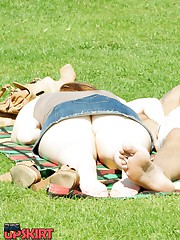 Careless upskirting in the park upskirt photo