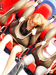 Cute upskirt girls in amusement park upskirt pantyhose