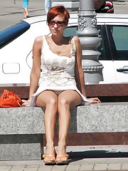 Brunette and redhead flash upskirt upskirt pantyhose