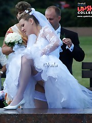 Looking up skirt of a hot bride upskirt picture