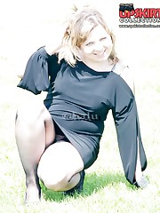 Flirty black stockings upskirt up skirt pic