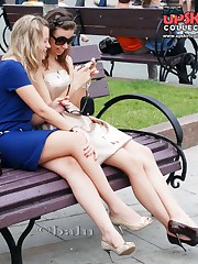 Sexy street upskirt in a park celebrity upskirt