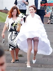 Stockings up skirt of a bride celebrity upskirt