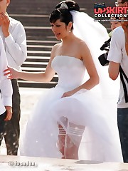 Hot bride flashed white panty up skirt celebrity upskirt