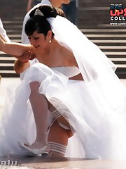 Hot bride flashed white panty up skirt upskirt no panties