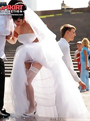 Hot bride flashed white panty up skirt upskirt pussy