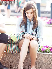 Pretty upskirt girls soak in the sun upskirt photo